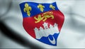 3D Waved France Coat of Arms Flag of Bordeaux