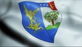 3D Waved France Coat of Arms Flag of Menton