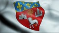 3D Waved France Coat of Arms Flag of Toulouse