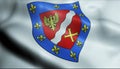 3D Waved France Coat of Arms Department Flag of Val Oise