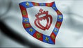 3D Waved France Coat of Arms Department Flag of Vendee