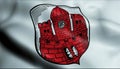3D Waving Germany City Coat of Arms Flag of Borken Closeup View
