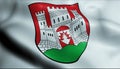 3D Waving Germany City Coat of Arms Flag of Buren Closeup View