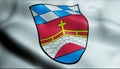 3D Waving Germany City Coat of Arms Flag of Furstenfeldbruck Closeup View