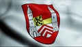 3D Waving Germany City Coat of Arms Flag of Konigstein im Taunus Closeup View
