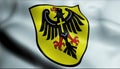 3D Waving Germany City Coat of Arms Flag of Rottweil Closeup View