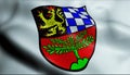 3D Waving Germany City Coat of Arms Flag of Weiden in der Oberpfalz Closeup View