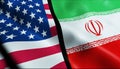 Iran and USA Merged Flag Together A Concept of Realations