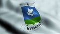 3D Waving Israel City Flag of Bat Yam Closeup View