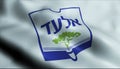 3D Waving Israel City Flag of Elad Closeup View