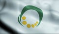 3D Waving Japan City Flag of Uonuma Closeup View