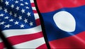 Laos and USA Merged Flag Together A Concept of Realations