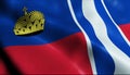 3D Waving Liechtenstein City Flag of Eschen Closeup View