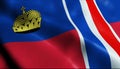 3D Waving Liechtenstein City Flag of Schaan Closeup View