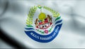 3D Waving Malaysia City Council Flag of Alor Setar Closeup View