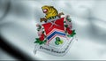 3D Waving Malaysia City Council Flag of Kuala Lumpur Closeup View