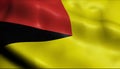 3D Waving Malaysia State Flag of Negeri Sembilan Closeup View