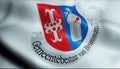 3D Waving Netherlands Municipality Flag of Brunssum Closeup View
