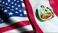 Peru and USA Merged Flag Together A Concept of Realations