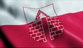 3D Waving Poland City Flag of Aleksandrow Kujawski Closeup View Royalty Free Stock Photo