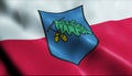 3D Waving Poland City Flag of Dabie Closeup View