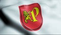 3D Waving Poland City Flag of Pruszcz Gdanski Closeup View