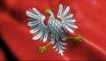 3D Waving Poland City Flag of Sandomierz Closeup View