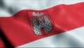 3D Waving Poland City Flag of Sieradz Closeup View