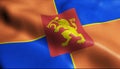 3D Waving Russia City Flag of Krasnoyarsk Closeup View