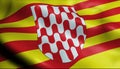 3D Waving Spain City Flag of Girona Closeup View
