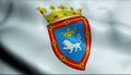 3D Waving Spain City Flag of Pamplona Closeup View