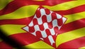 3D Waving Spain Province Flag of Girona Closeup View