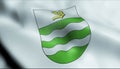 3D Waving Switzerland Municipality Flag of Yverdon les Bains Closeup View