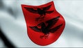 3D Waving Switzerland Region Flag of Einsiedeln Closeup View