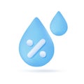 3D weather forecast icon Raindrops Air humidity percentage 3D illustration