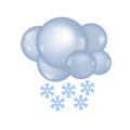 3D weather icon. Dark cloud, snowflakes and snowfall. A cold or frosty winter season. dark 3D cloud with snowflakes