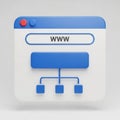 3D web browser window icon with W address bar and site structure diagram web browser icon Royalty Free Stock Photo