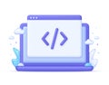 3D Web page and programming code icon on Computer. Development and software concept. Royalty Free Stock Photo