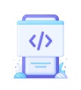 3D Web page and programming code icon on Phone. Development and software concept Royalty Free Stock Photo