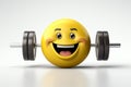 3D weightlifting emoji on white backdrop Royalty Free Stock Photo
