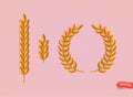 3d Wheat wreaths and grain spikes set icons. 3D Web Vector Illustrations