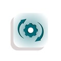 3d wheel gears with a circle of arrows on the outside. flat design style. suitable for machines, refreshes, web icons. vector