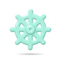 3D wheel helm render icon computer developer app concept. Business cartoon digital open source program. Data coding