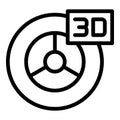 3d wheel printing icon outline vector. Design product