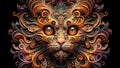 3D Whimsical ornate cat illustration - AI generated image (Synthography art) Royalty Free Stock Photo