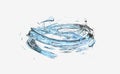 3d whirlpool clear blue water scattered around, water splash transparent, isolated on white background. 3d render illustration Royalty Free Stock Photo