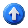 3d white arrow on blue circle button isolated on transparent background Royalty Free Stock Photo