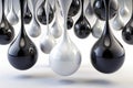 3D white and black glossy paint drop blobs. 3D rendering Royalty Free Stock Photo