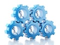 3d White business people with a gear mechanism Royalty Free Stock Photo