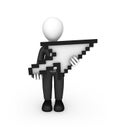 3d white businessman with mouse cursor Royalty Free Stock Photo